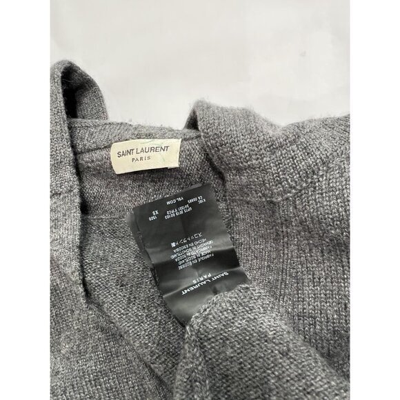 Saint Laurent Hooded Elbow Pad Cardigan in Grey - Picture 3 of 3